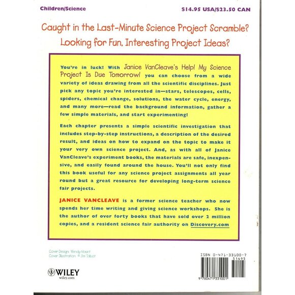 Janice VanCleaves Help! My Science Project is Due Tomorrow Homeschool/Online - Picture 2 of 2